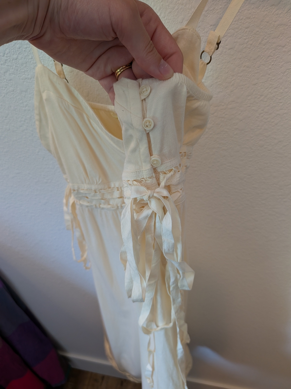 Gianni Bini Cream Lace-Trim Cream Cotton Dress - Picture 4 of 6